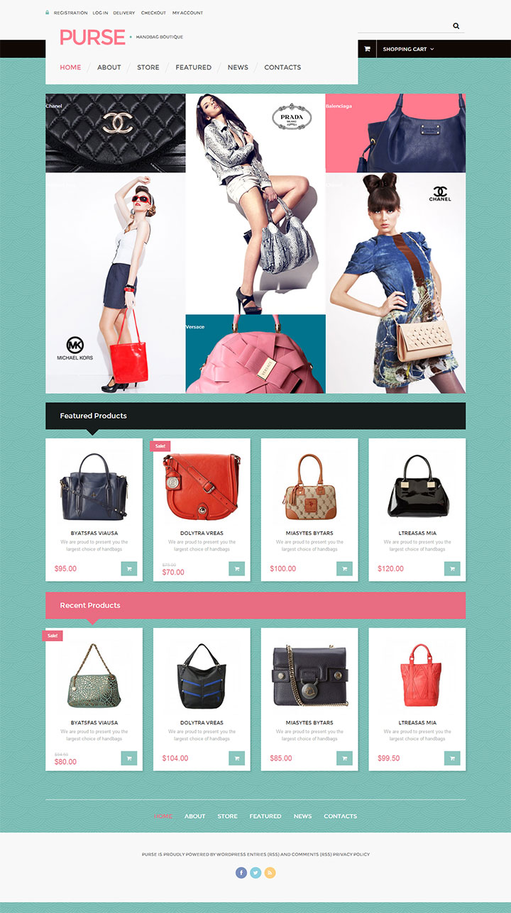 绿色时尚女士手提包网站设计