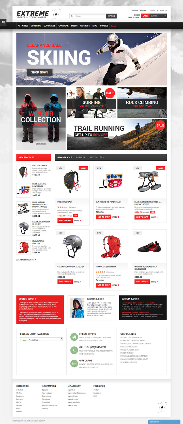 黑灰色漂亮的滑雪道具网站设计