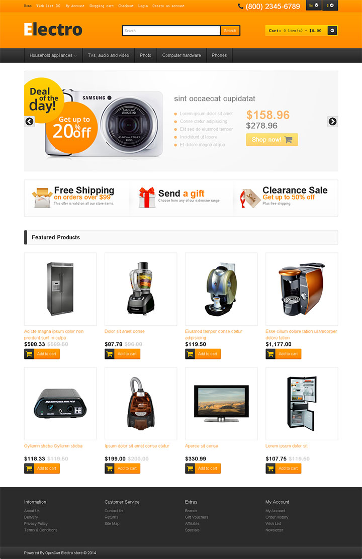 流行的家电类英文网站设计