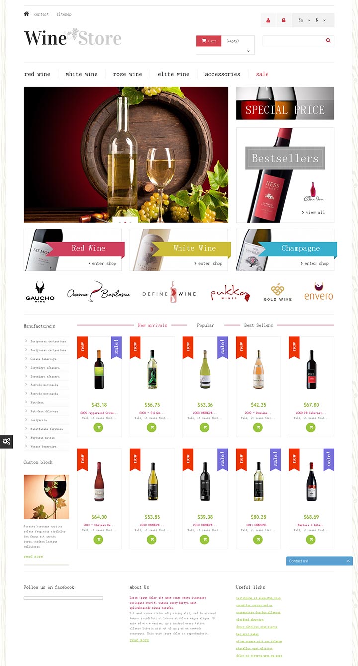 端庄简洁的英文酒类网站设计