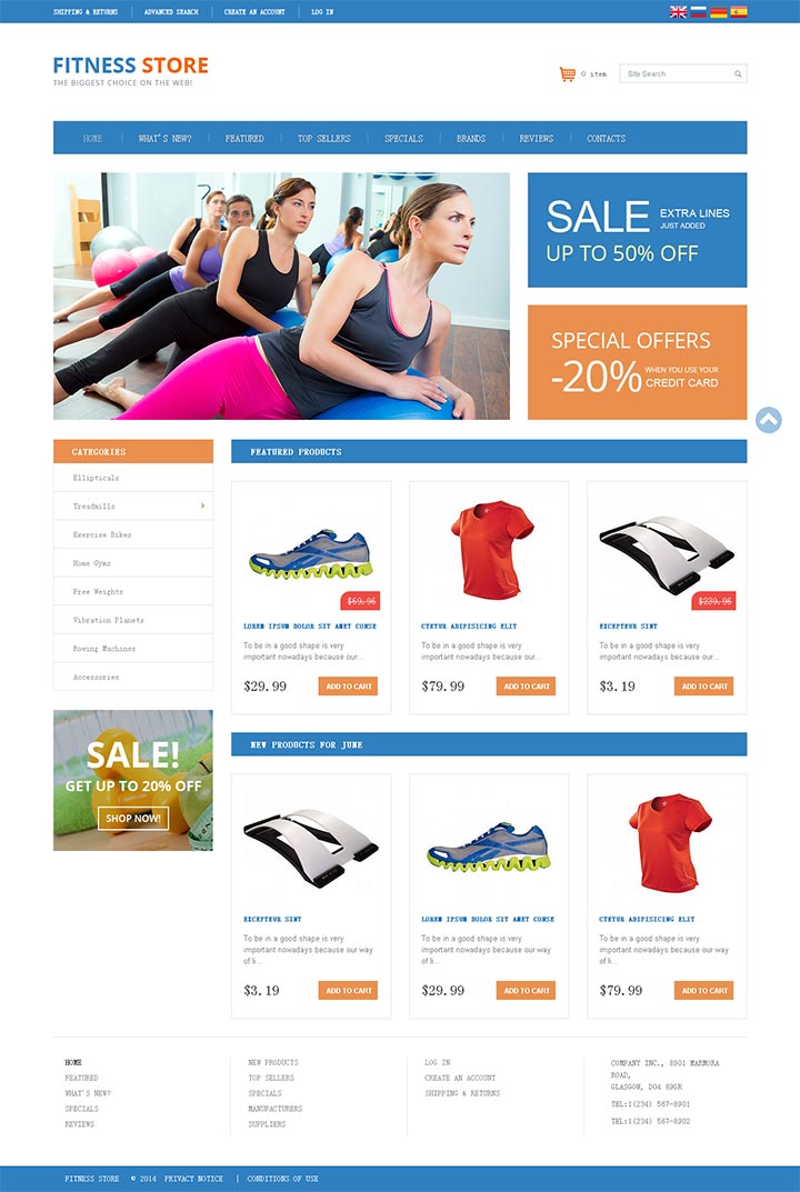 时尚大方的运动类网站设计