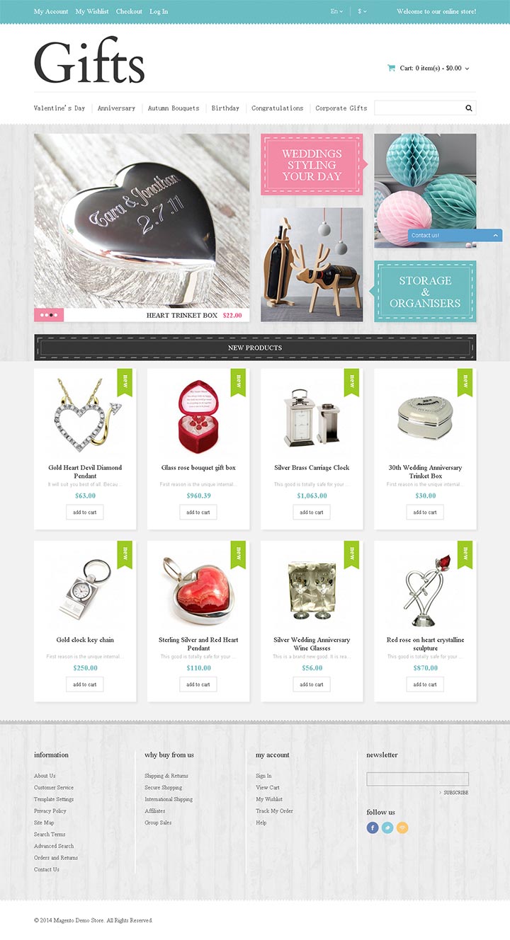 简洁清新的礼品网站设计