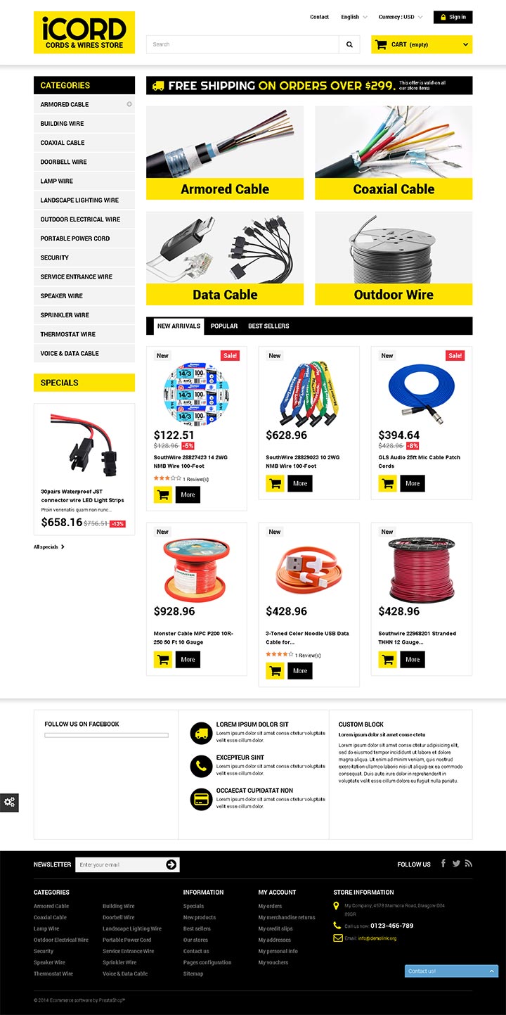 外贸型线缆商品网站设计