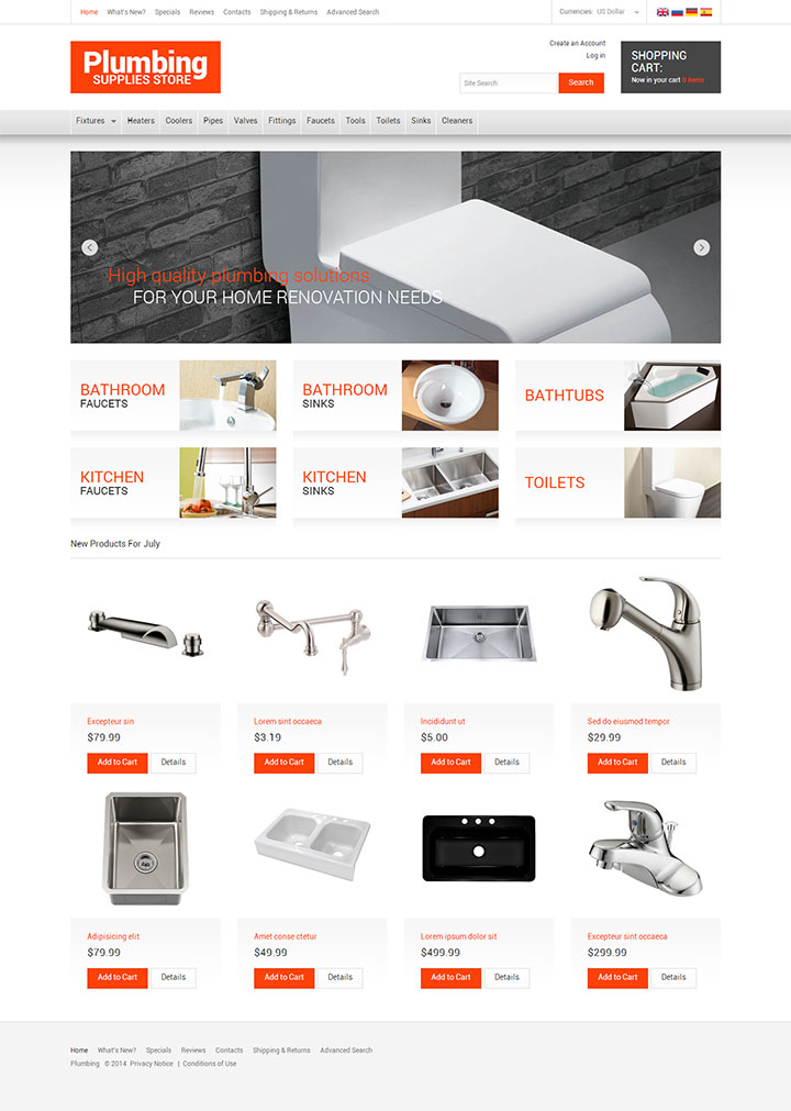 简洁清新的浴具网站设计