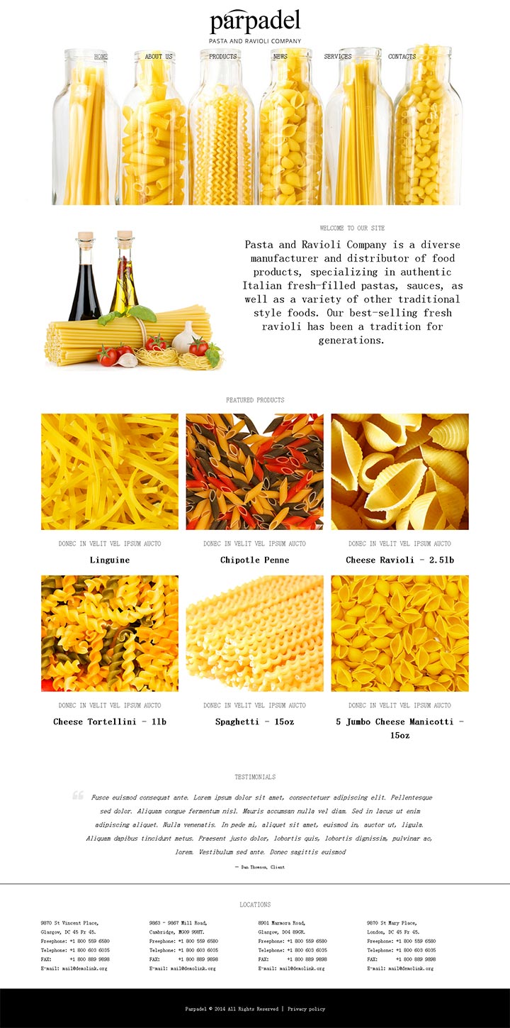 白色唯美的食品网站设计